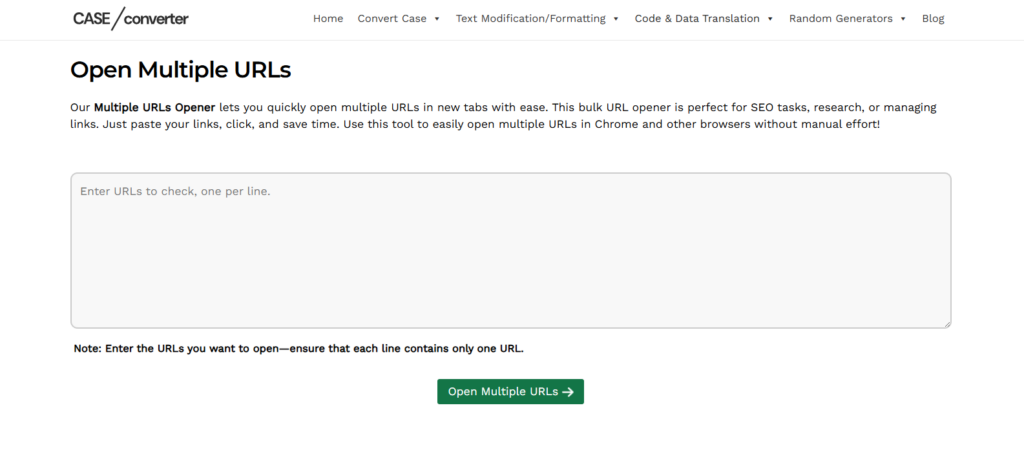CaseConverter.tools – Multi URLs Opener