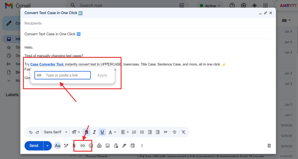 How to Create a Hyperlink in Gmail