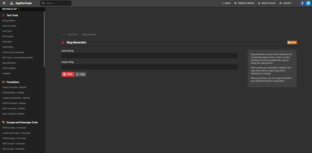 Slug Generator by APP DEV TOOLS