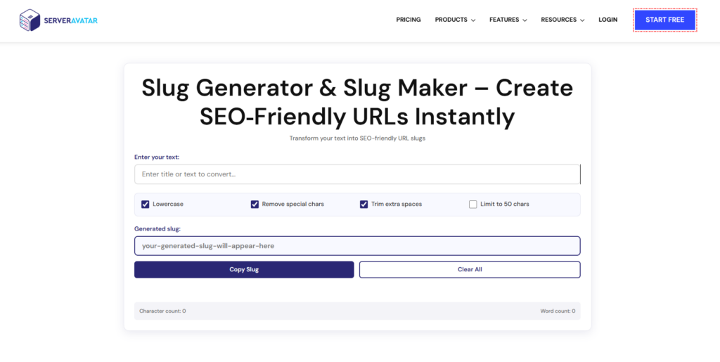 Slug Generator by SERVER AVATAR