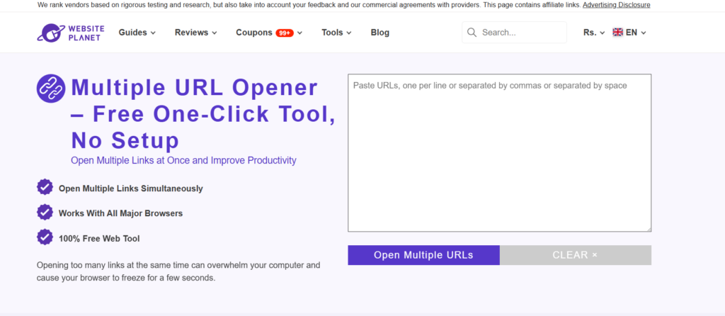 WebsitePlanet – Multiple URL Opener