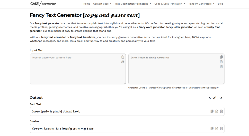 CaseConverter.tools – Fancy Text Generator