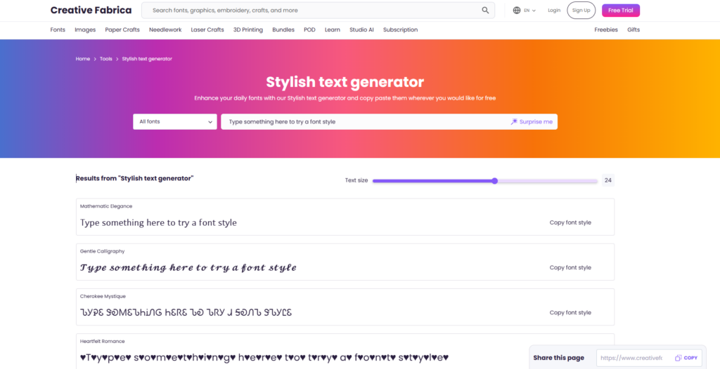 Creative Fabrica – Stylish Text Generator
