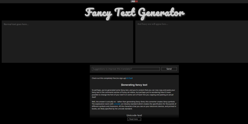 LingoJam – Fancy Text Generator