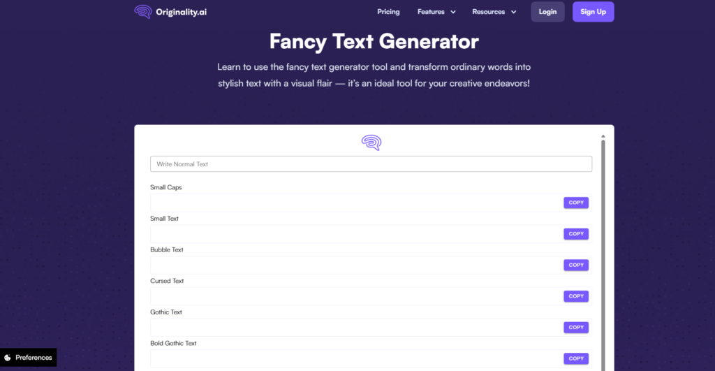 Originality.ai – Fancy Text Generator Guide