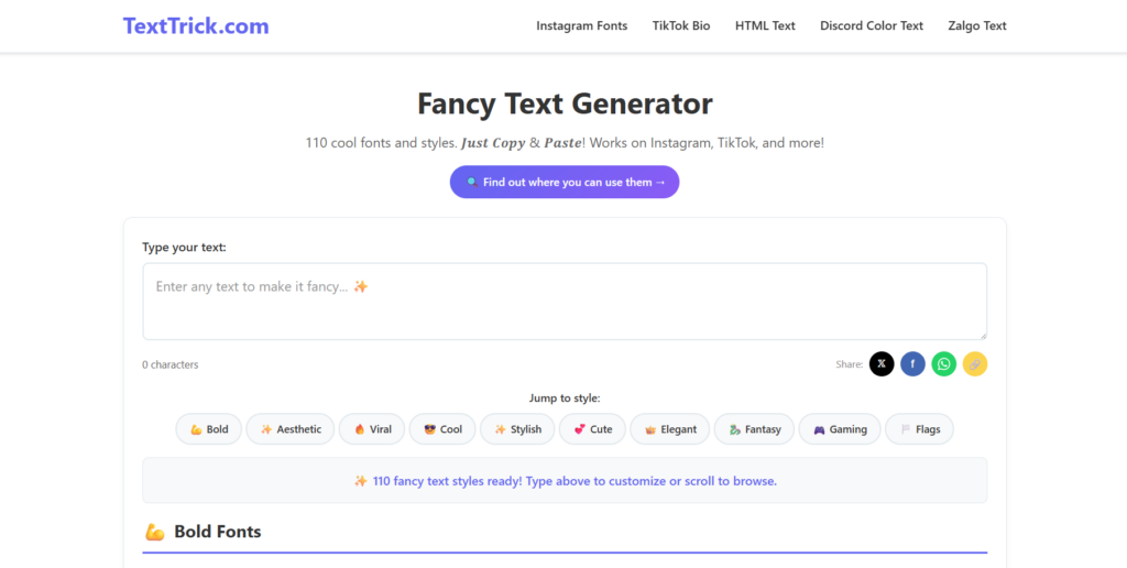TextTrick – Stylish Text Generator