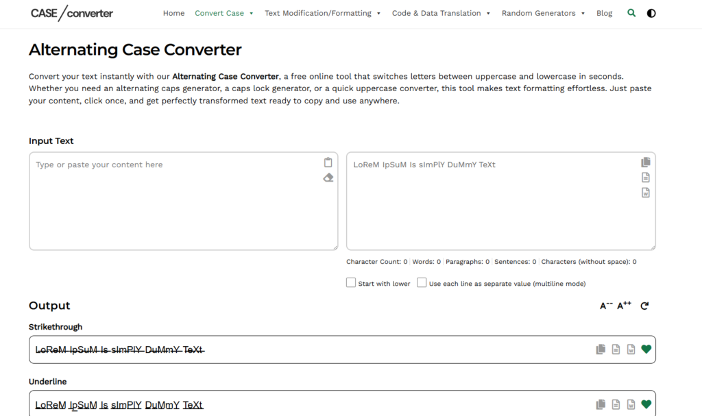Alternating Case Converter - Copy and Paste